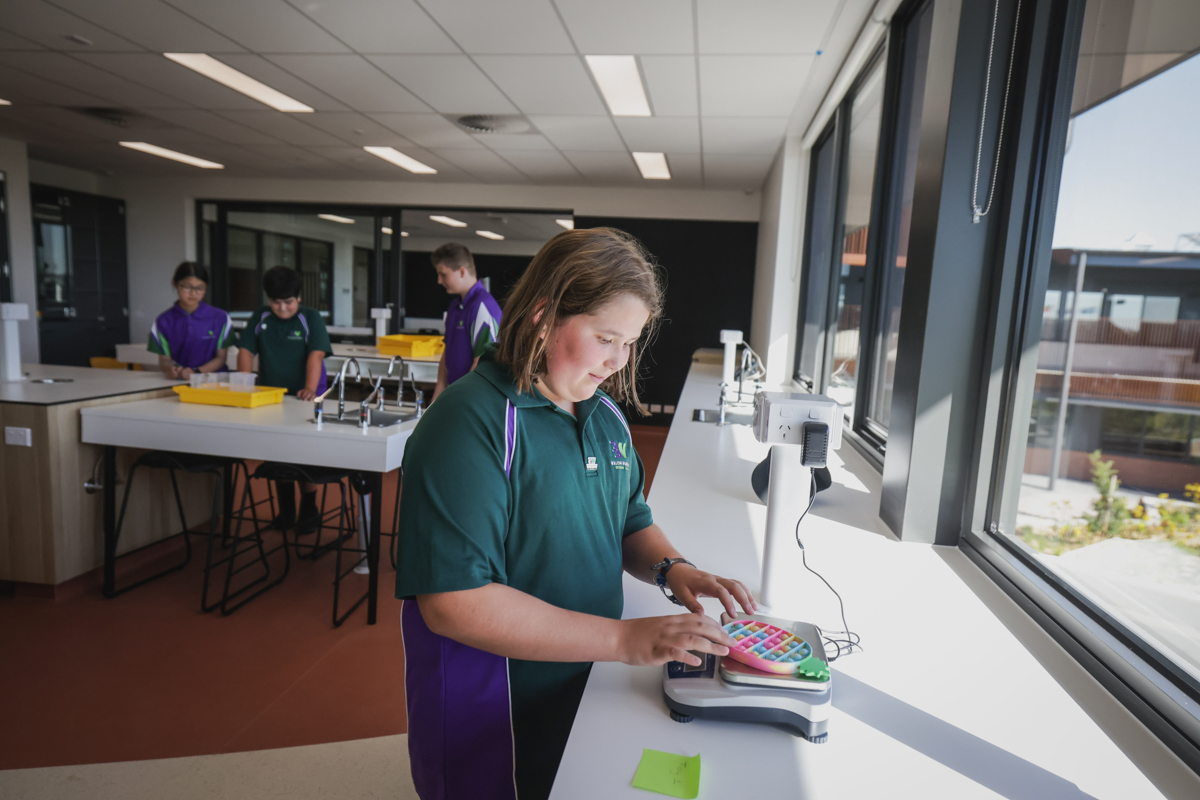 Walcom Ngarrwa Secondary College – official opening, students in the design, arts, technology and science (DATS) building