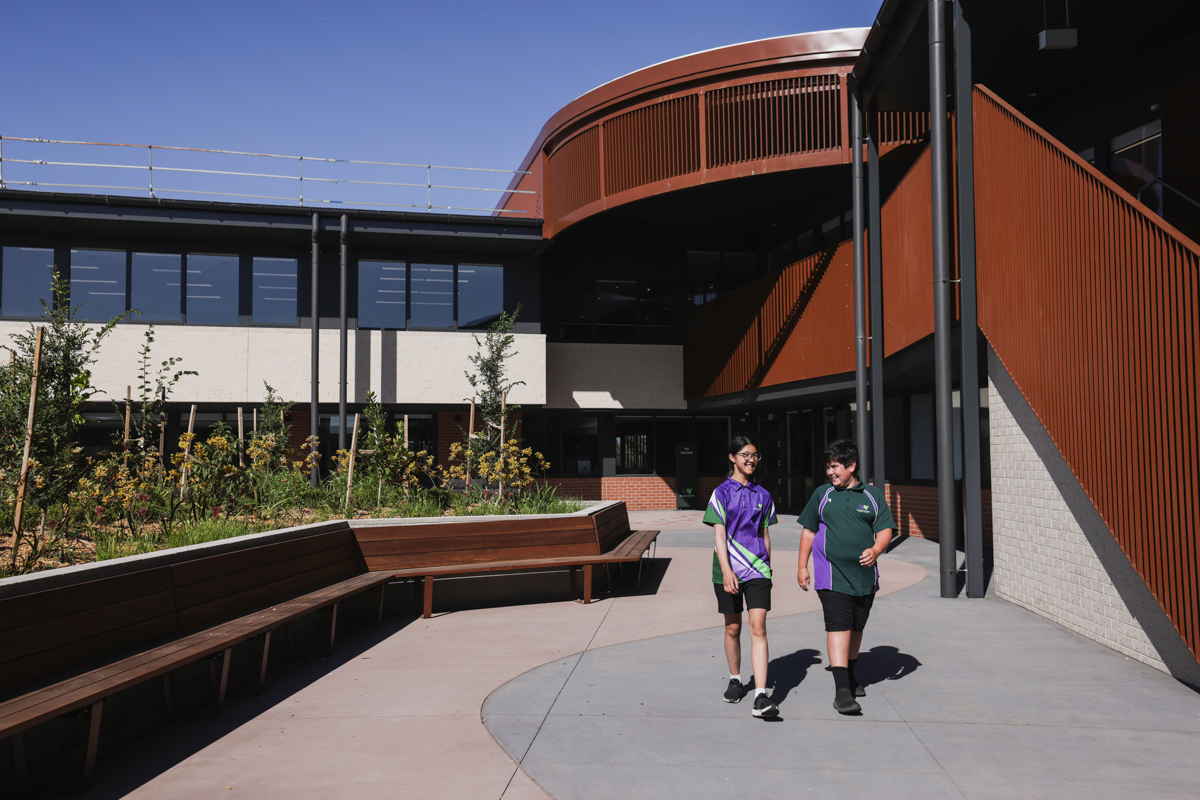 Walcom Ngarrwa Secondary College – official opening, students enjoying their outdoor space