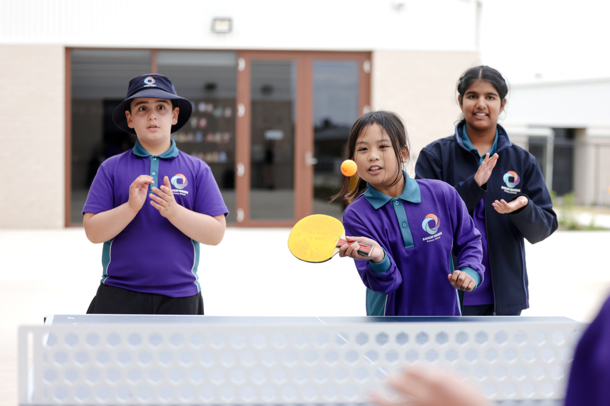 Banum Warrik Primary School – official opening, students enjoying their outdoor space