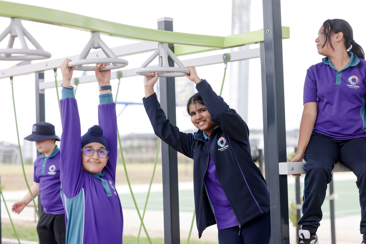 Banum Warrik Primary School – official opening, students enjoying their outdoor play area