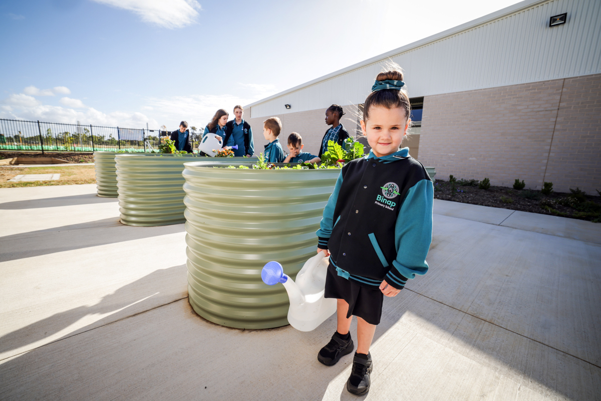 Binap Primary School – official opening, students enjoying their outdoor space