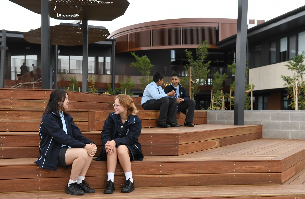 Yarrabing Secondary College – official opening, students enjoying their outdoor space