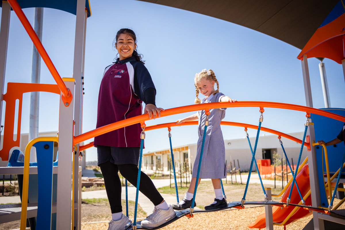 Topirum Primary School – official opening, students enjoying their play area