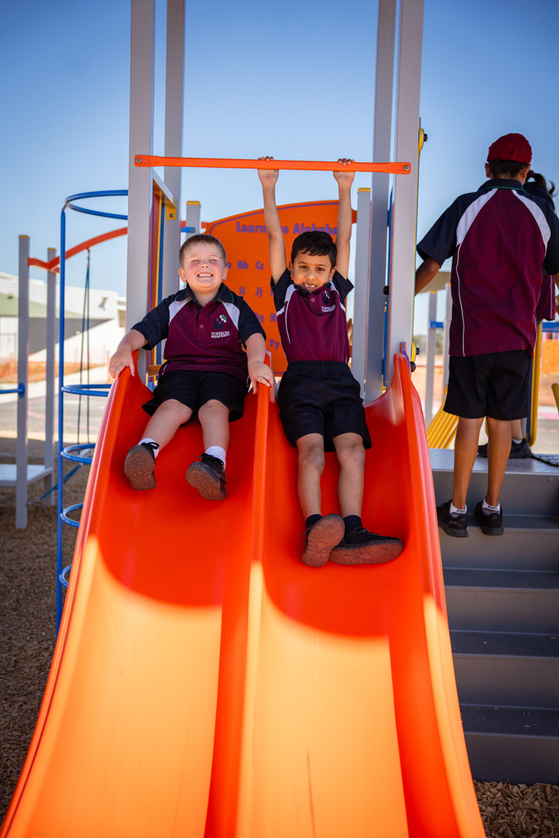 Topirum Primary School – official opening, students enjoying their play area