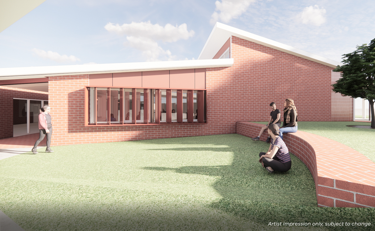 Hampton Park Secondary College - upgrade and modernisation, illustrated render – school building