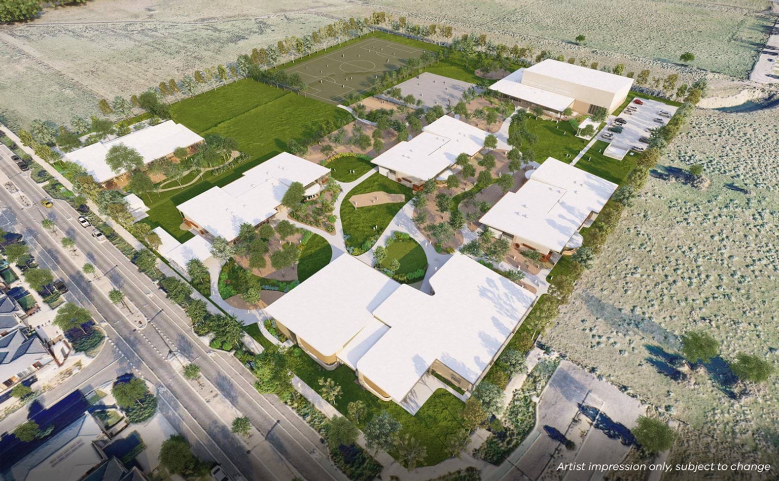 Riverdale North Primary School (interim name) – illustrated render, Aerial view