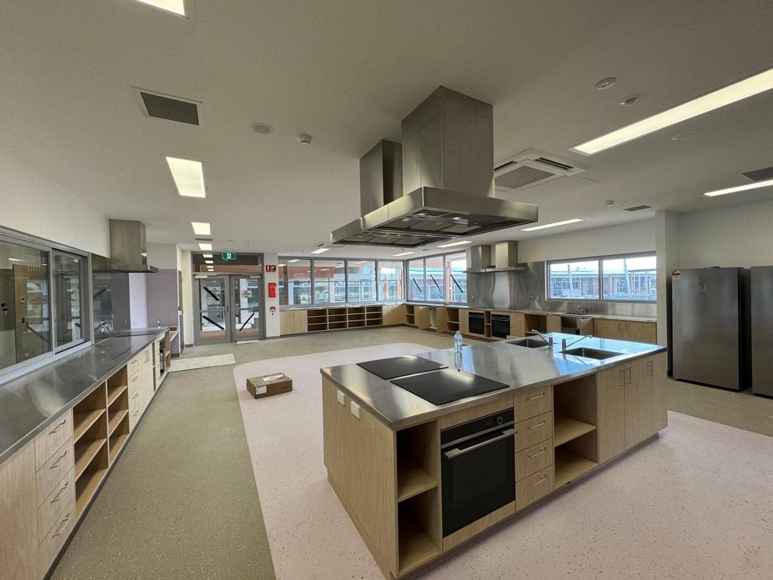 Indoor view of classroom with cooking facilities