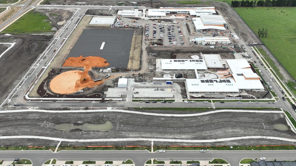 Overhead photo of school complex under construction