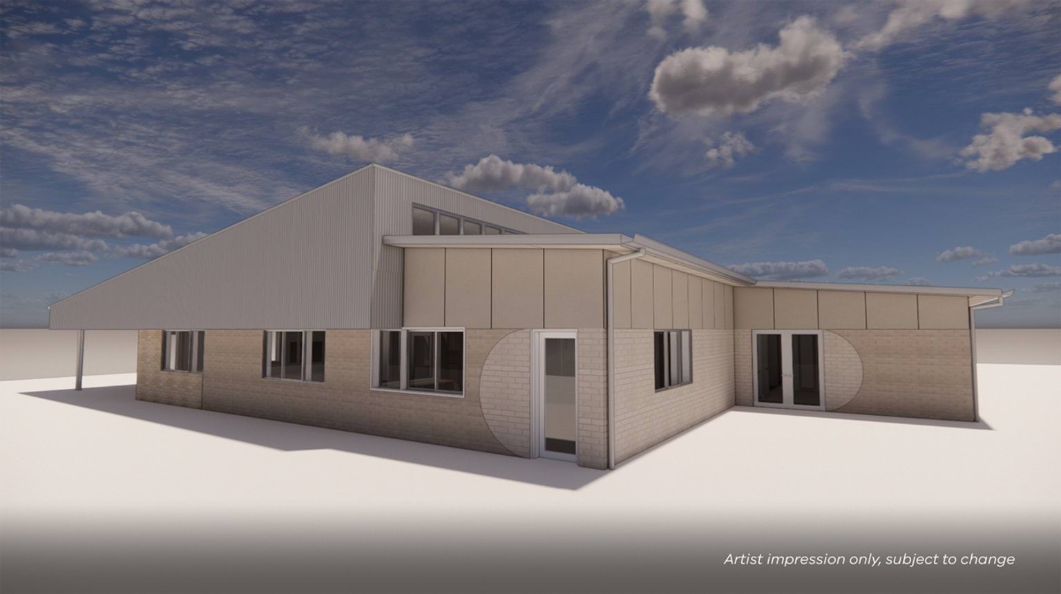 Illustrated render of new school building