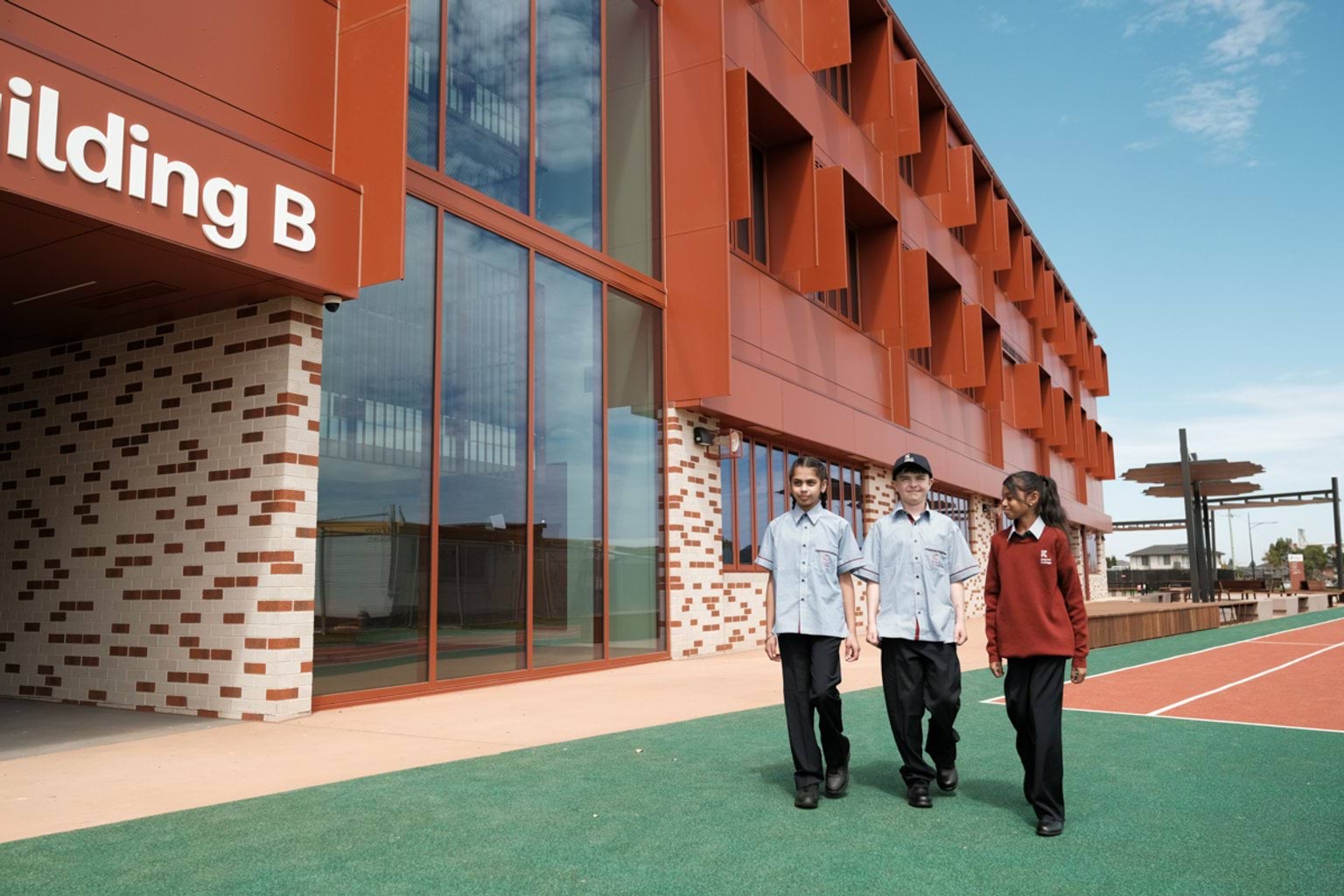 Strolling past the new learning building