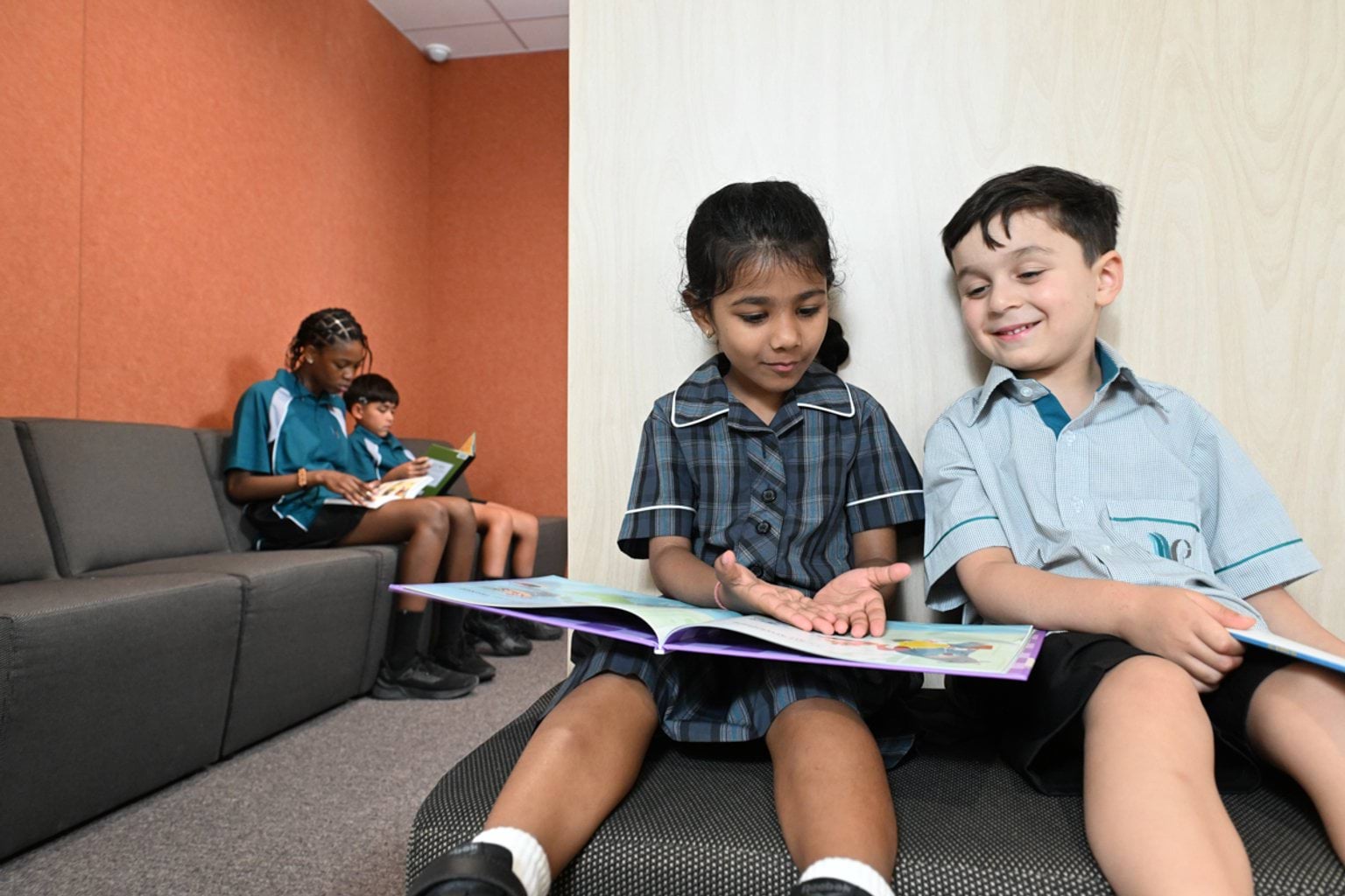 Enjoying some reading time in the library