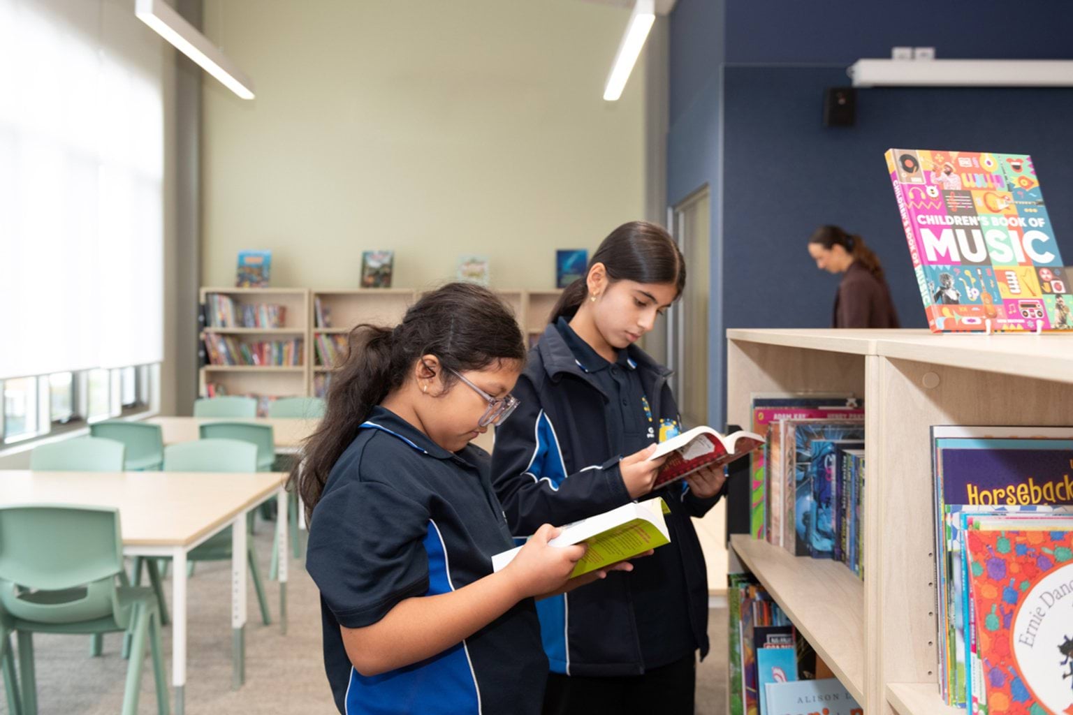 Reading books in the library