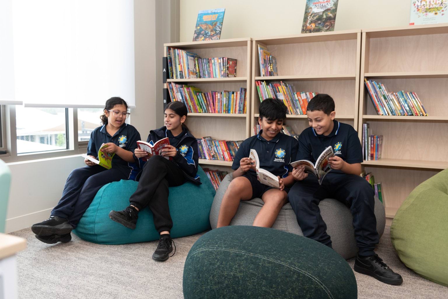 Sitting in a reading nook