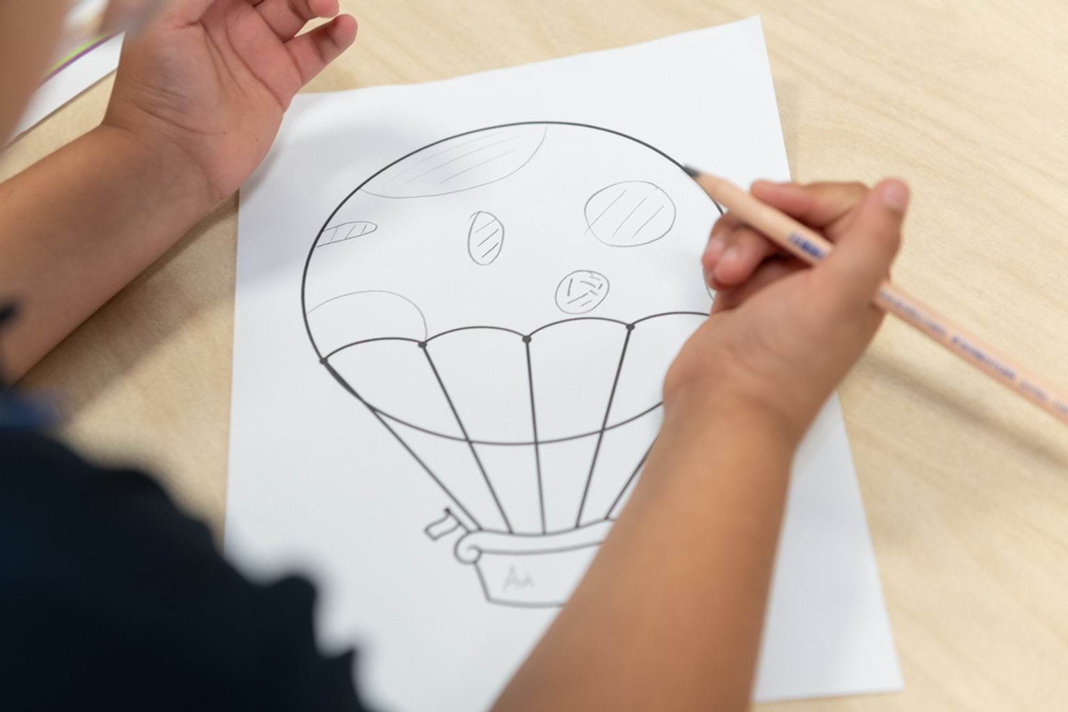 Working on a hot air balloon drawing