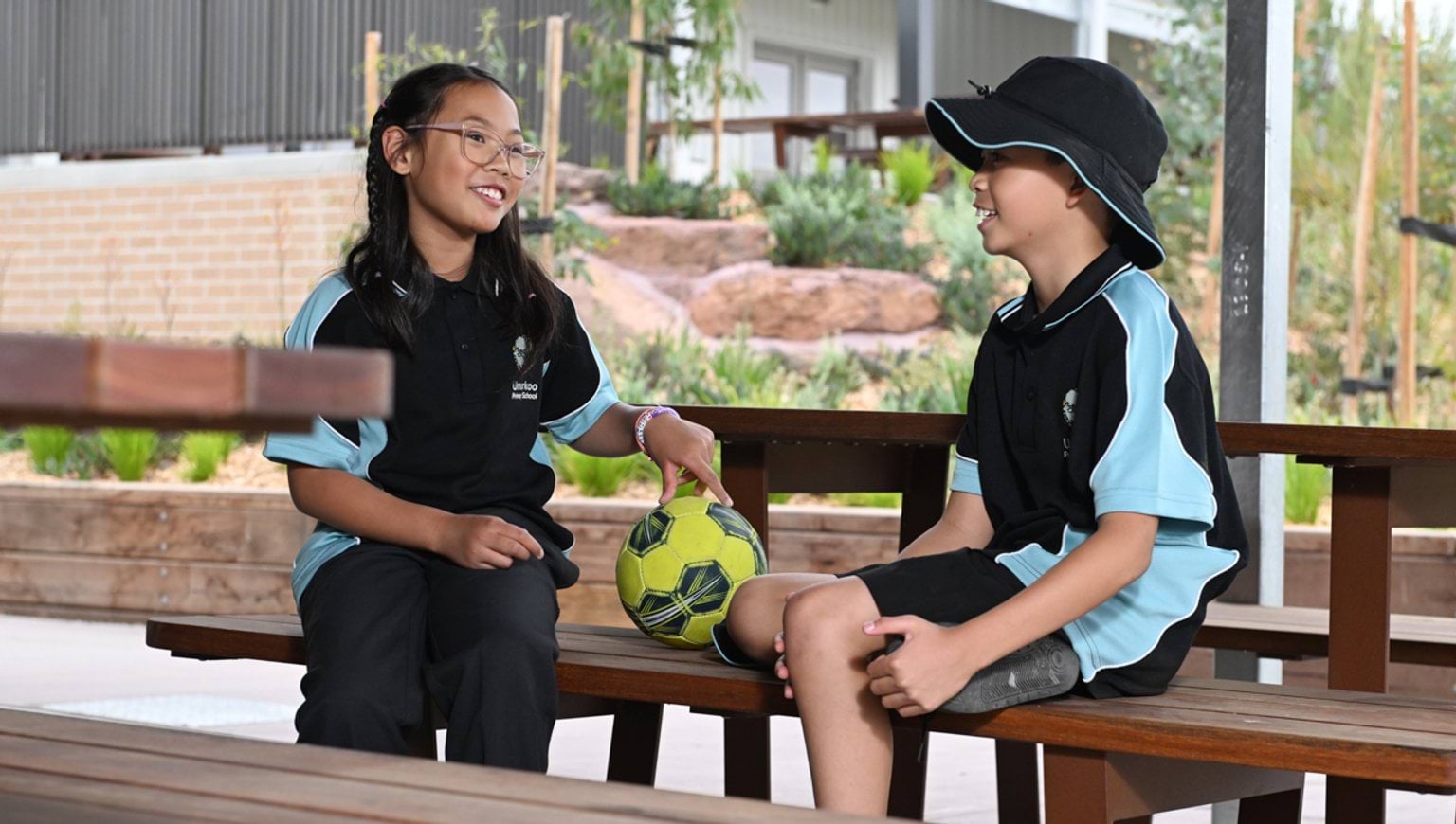 Taking a break at the lunch tables