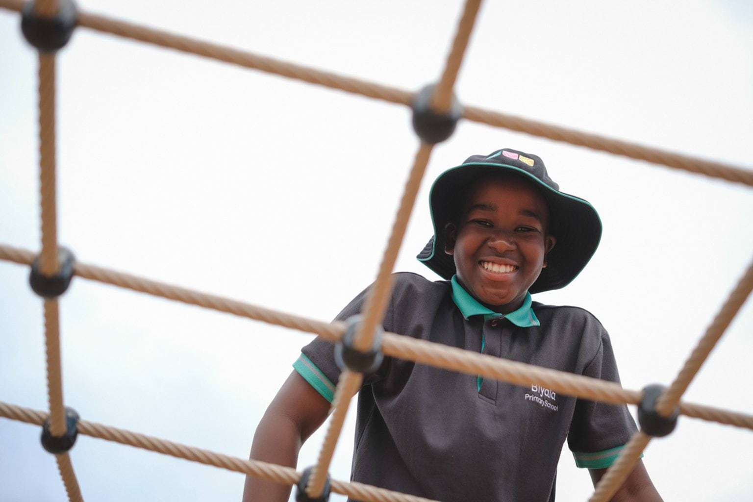 Trying out the rope net
