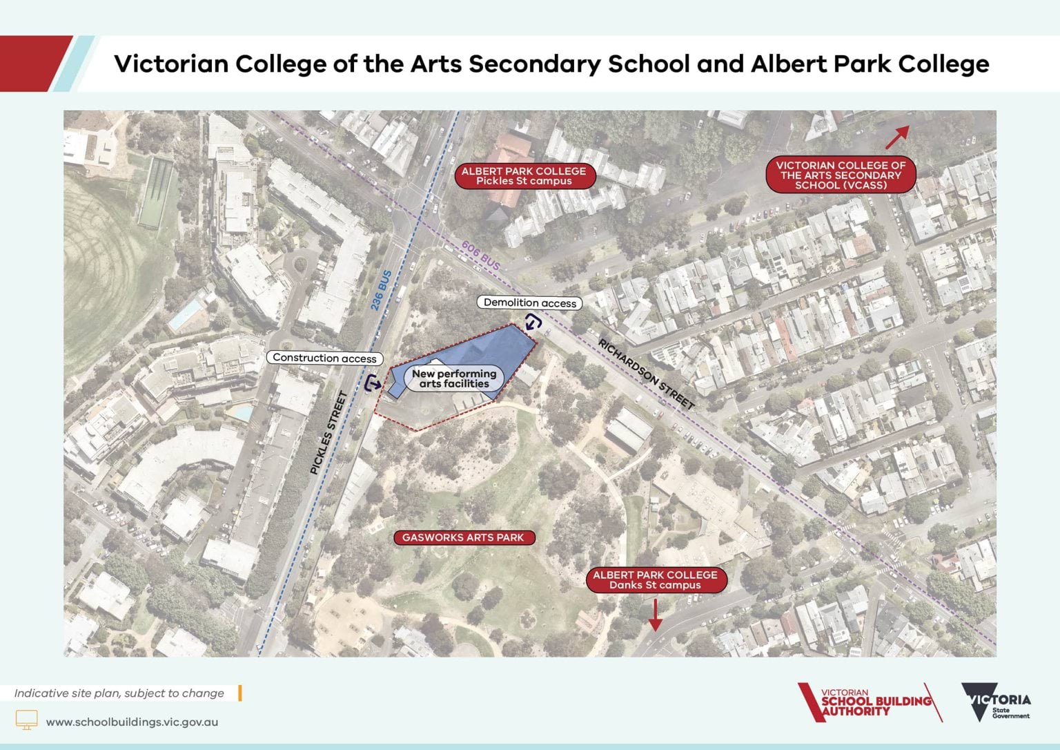 Victorian College Of The Arts Secondary School & Albert Park College – Upgrade and Modernisation – indicative site plan