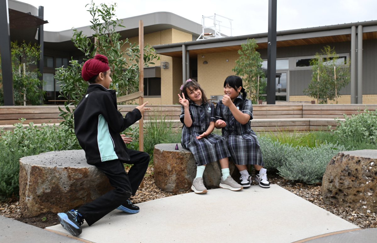 Sitting together in the outdoor area