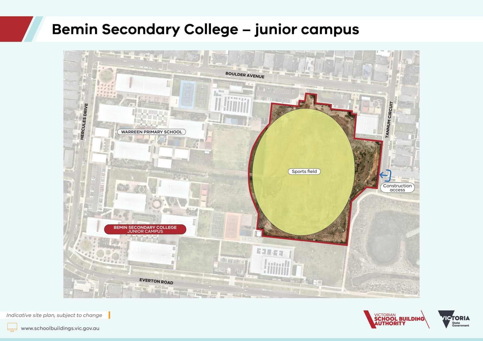 Bemin Secondary College – junior campus, additional stage – indicative site plan