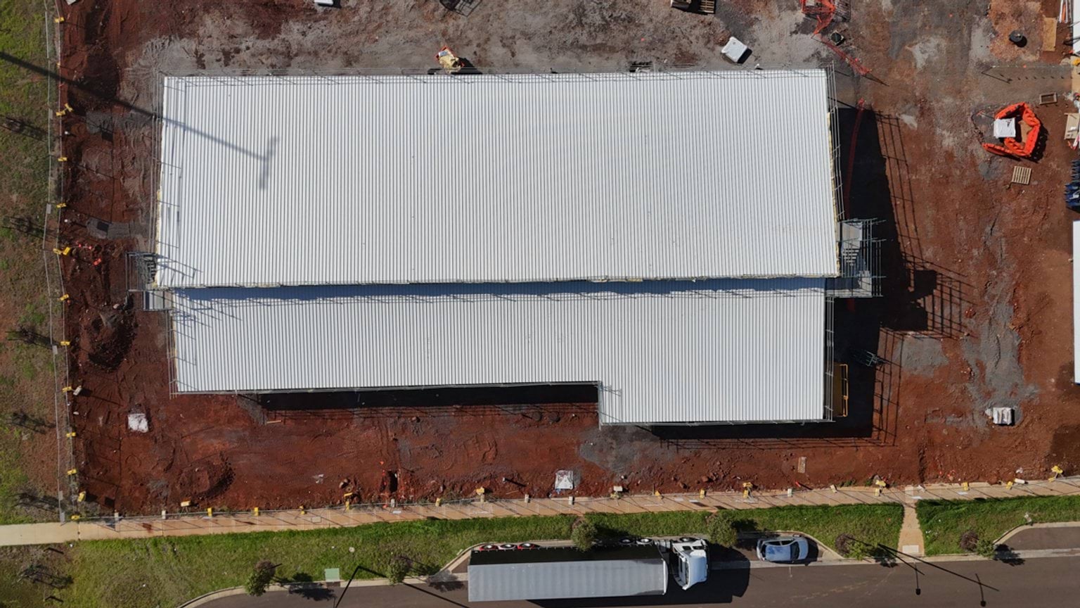 Overhead view of kindergarten under construction 