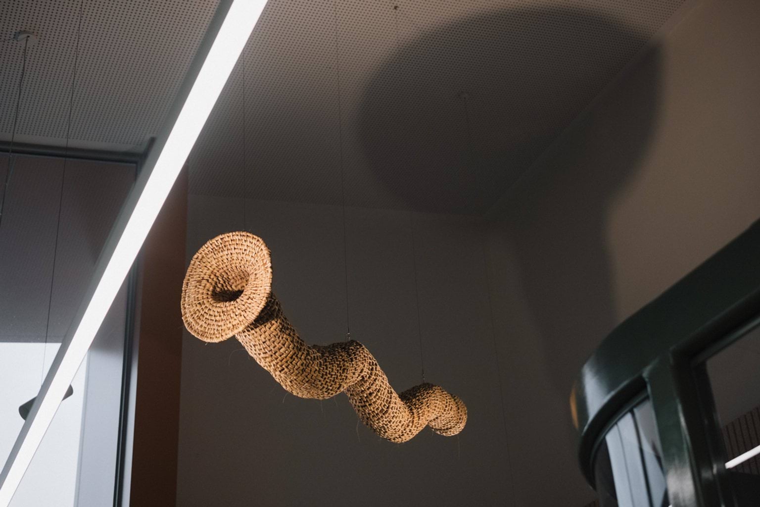 Hanging weaved ornamental artwork